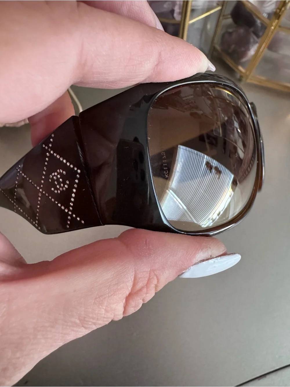 CHANEL5080-B Brown Crystal-Accented Tortoise Sunglasses